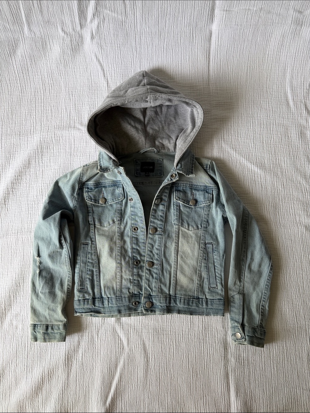 KIDS Joe's Jeans Light Wash Denim Jacket with Gray Hood